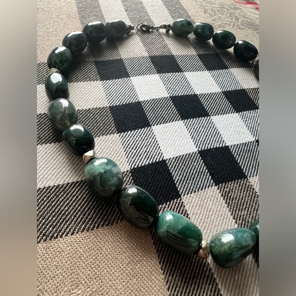 Soapstone Green Smooth Oval Beaded Eclectic Maximalism Chunky Necklace - Picture 5 of 10